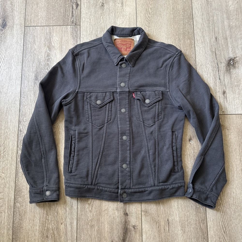 Levi's Womens Small Jacket Gray Snap Button-Up Knit Cotton Trucker Pockets #819